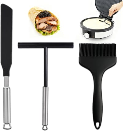 Pannenkoeken Set - Crêpe Gereedschap - Thuis Bakken - Vaatwasmachinebestendig - 3 Delig - Zwart