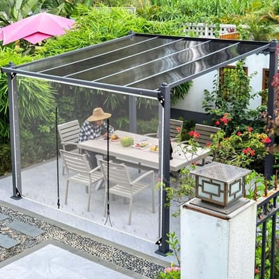 Waterdichte Transparante Dekzeil Zijpanelen Voor Gazebo,Buiten Doorzichtig Zeildoek Gordijn Met Rits Deur,Zware Pvc Dekzeil,Pergola Terras Veranda Regen Gordijn,Met Oogjes,W×H-2×2.4m(6.6 * 7.9ft)