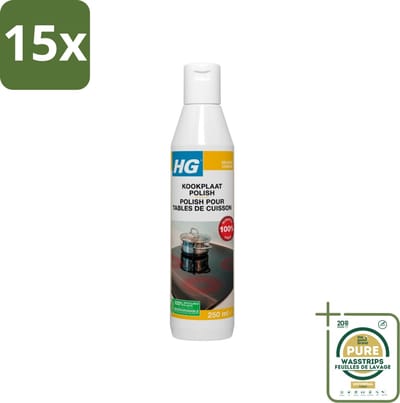 15 x HG Kookplaat Polish 250 ml - Grootverpakking - Kookplaat Reinigen - Vet Verwijderen - Kalk Verwijderen - Kookranden Verwijderen - Inductieplaat Reinigen
