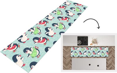 Keukenloper - Loper keuken - Pinguïn - Schaatsen - Design - 200x50 cm - Keukenloper vinyl