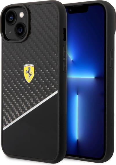 Ferrari Apple iPhone 14 Plus Smartphonehoesje - Polycarbonaat & TPU - Beschermend & Zwart