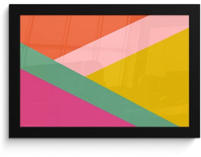 Poster in lijst - Fotolijst 30x20 cm - Posters - Driehoeken - Kleurrijk - Abstract - Posterlijst zwart - Decoratie - Wanddecoratie woonkamer - Muurdecoratie slaapkamer