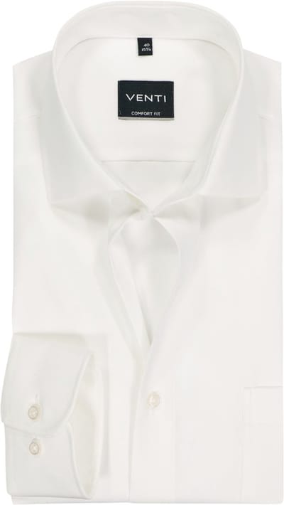 VENTI CASA MODA comfort fit overhemd - structuur - offwhite - Strijkvrij - Boordmaat: 40 (EU maat: M)