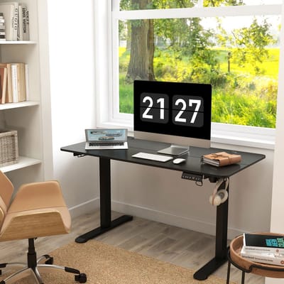 MODFU - Zit-Sta Bureau - Elektrisch Hoogteverstelbaar - Geheugenfunctie En Beveiliging - Multiplex - Zwart - 140 X 70 X 72-116 Cm