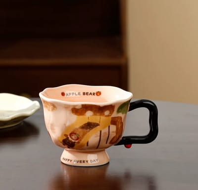 Keramische Mok "Happy Every Day" - Apple Bear Collectie - Vintage Stijl Koffie- & Theekop