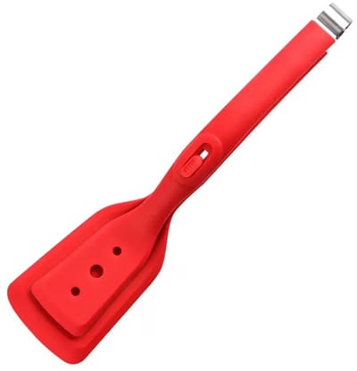 2-in-1 siliconen spatelclip - Hittebestendige spatel en tang, geschikt voor het omdraaien van vis, biefstuk en pannenkoeken - Krasbestendig (rood)