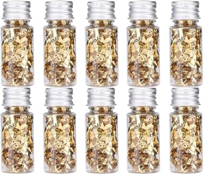 Fijne Gouden Folie voor Voedsel, Decoratie voor Desserts en Ambachten, Multi-functioneel, 10 Flessen