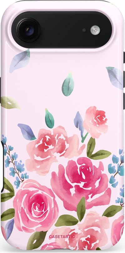 Casetastic hoesje geschikt voor Apple iPhone Air - MagSafe - Dubbellaagse bescherming - Aquarel Bloesem - Fashion Case - Lichtroze Lila Saliegroen