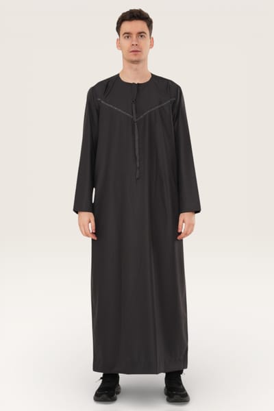 Heren grijze Ramadan Eid Marokkaanse Jubba Robe Kaftan Djellaba Thobe LFS-TT-008