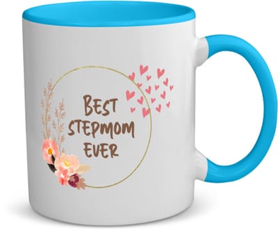 Akyol - bonusmoeder cadeau - koffiemok - theemok - blauw - Moeder - stiefmoeder cadeau - bonusmama - stiefmoeder cadeautjes - moederdag cadeau - mamacadeautjes verjaardag - liefste mama - bonusmama - leuk kado om te geven - 350 ML inhoud