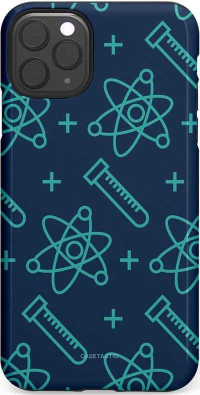 Casetastic hoesje geschikt voor Apple iPhone 11 Pro Max - Dubbellaagse bescherming - Atomen Creaties - Fashion Case - Donkerblauw Turquoise