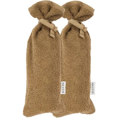Meyco Baby Uni kruikenzak - 2-pack - badstof - toffee