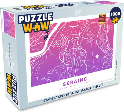 Puzzel Stadskaart - Seraing - Paars - België - Legpuzzel - Puzzel 1000 stukjes volwassenen - Plattegrond