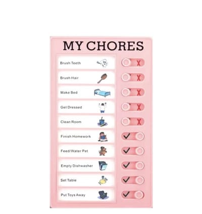 Scoby - To-Do-Bord - Klusjes bord voor Kinderen - Inclusief 5 Witte Kaarten - Checklist - Planbord - Chores board - Klusjes afvinken - Roze