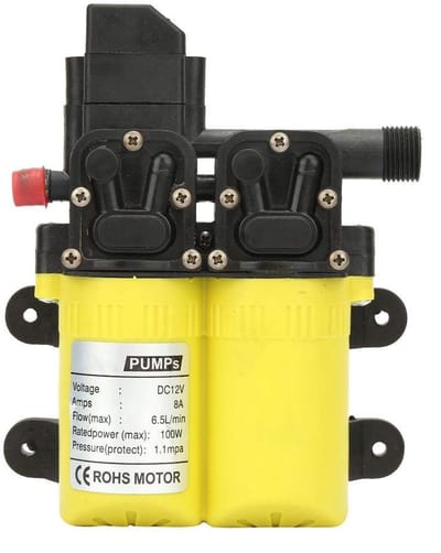 Solidchoice - Dailygoody - Zelfontluchtingspomp - Hoge druk waterpomp - Ideaal voor caravans en boten - Geel - Waterpomp voor auto’s - 12V 100W - Geschikt voor scho