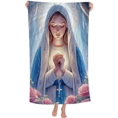 Sacré Cœur de Jésus Peinture sur Toile Marie Sacré Cœur Serviette de Plage Serviettes de Bain Colorées Pour Fille Microfibre Séchage Rapide Personnalisé Cotton 30x30cm gray