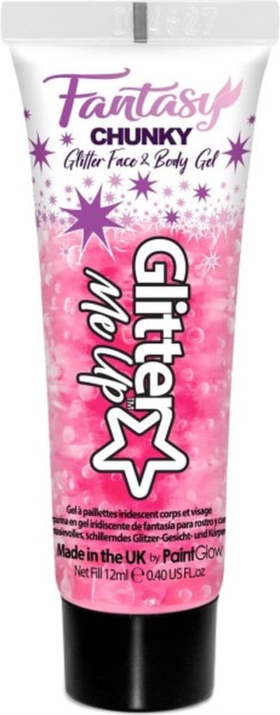 Paintglow Fantasy Chunky Glitter - Gezicht & body gel - Festival glitters - Face jewels - Make up - Flamingo Fiesta roze - 12ml