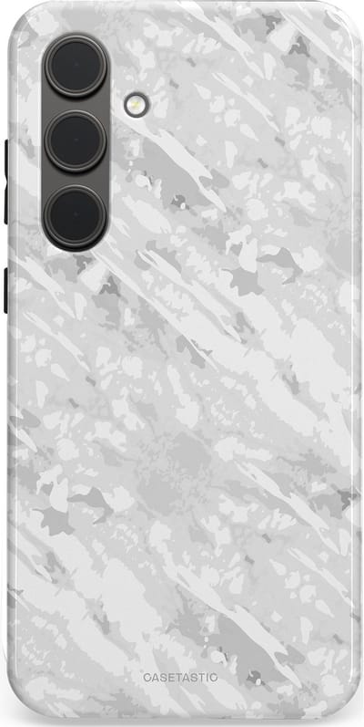 Casetastic hoesje geschikt voor Samsung Galaxy S24 Plus - Dubbellaagse bescherming - Winterse Camouflage - Fashion Case - Lichtgrijs Wit