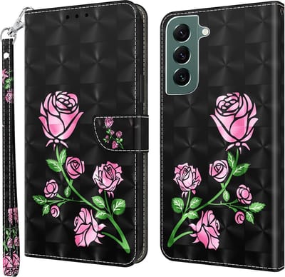 Cityhoesje-Bookcase geschikt voor Samsung Galaxy S22 - 3D Print Couple Roses