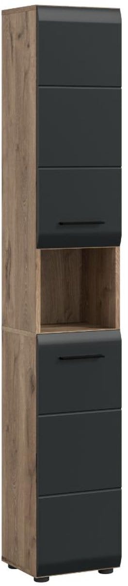 xonox.home hoge kast Ice zwart mat en Nox Oak imitatie B/H/D: 30x185x30 cm