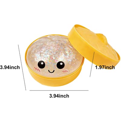1 Stuks Glitter Dumpling Squishy Speelgoed met Stoommandje, Rekbaar Knijp Stressverlichter Fidget Speelgoed wit