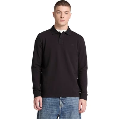 Timberland Oyster River Chest Logo Ls Polo Regular Black Taglia: L | Maglie a manica lunga Outlet | Uomo | Nero