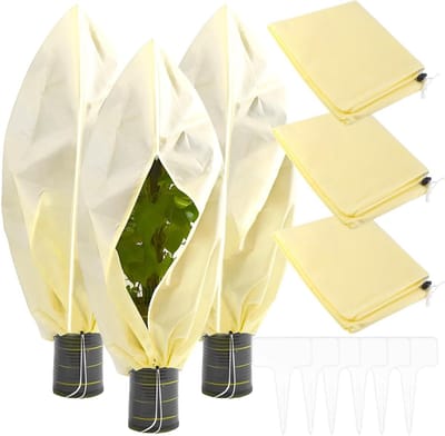 Allecto Plus - Planten Winterbescherming Set van 3 Stuks | Potplanten Beschermhoes 100 x 80 cm | Ritssluiting | Koude- en Vorstbescherming | Ademend en Herbruikbaar