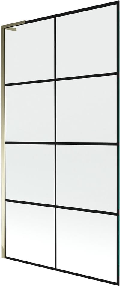 Mexen Next L badwand 1-delig 100 x 150 , zwart raster, goud - 895-100-000-03-77-50