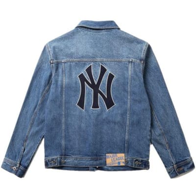 MLB New York Yankees Bedrukte Polo Denim Jas Unisex Jas Blauw 31DKU1111-50U XS gray