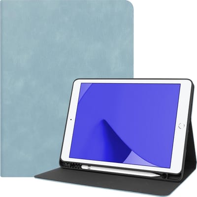 Hoes - Geschikt voor Apple iPad 7 (2019) - 10.2 inch - 7e Generatie - Luxe Bookcase - Hard Cover Case - Met Uitsparing Geschikt voor Apple Pencil - Hardcover Book Tablet Hoesje - Lichtblauw