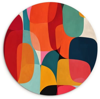 WallCircle® Wandcirkel 120x120 cm - Muurcirkel Vormen - Kleurrijk - Abstract - Vlakken - Muurdecoratie woonkamer - Wanddecoratie slaapkamer - Kamer decoratie accessoires - Ronde schilderijen XXL