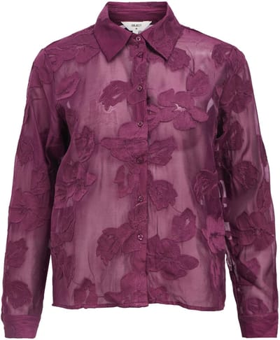 Object Blouse Objtyla L/s Re Shirt Cc3 23046960 Mauve Wine Dames Maat - W36