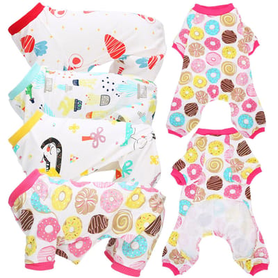 4 Stuks Huisdier Hond Jumpsuit Zachte Kleding Lente Zomer Katoen Honden Bodysuits Lange Mouw ShirtXL M
