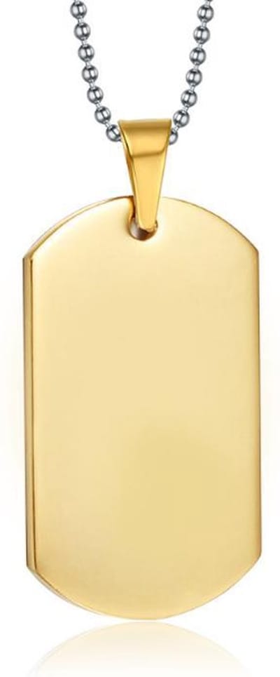Goudkleurige Dogtag kettinghanger met ketting