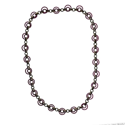 Behave Lange schakel ketting paars goud kleur - metaal en kunststof 90 cm