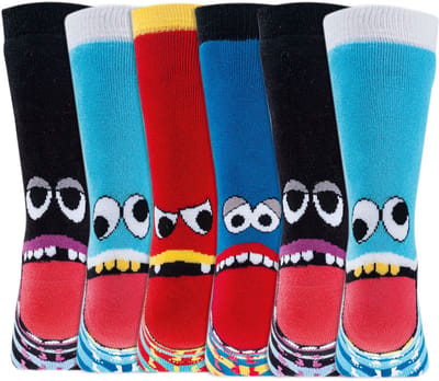 Kindersokken | Antislip zool | Badstof gevoerd | Thema: Monsters | Maat: Diverse maten | 6 paar