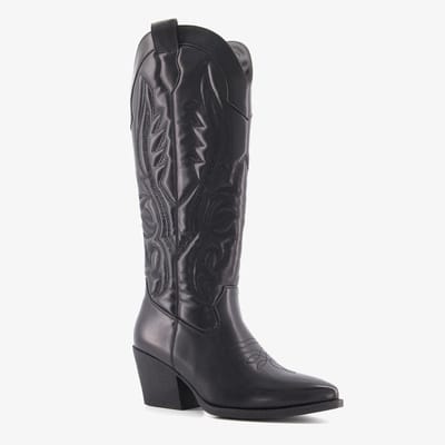 Blue Box hoge dames cowboylaarzen zwart - Maat 36