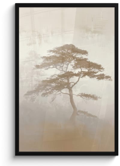 Poster in lijst - Fotolijst 60x90 cm - Posters - Boom - Oosterse stijl - Landschap - Posterlijst zwart - Decoratie - Wanddecoratie woonkamer - Muurdecoratie slaapkamer