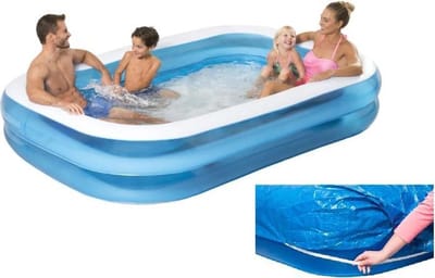 Familliezwembad - XL – Blauw - Wit - 262 x 175 x 51- Zwembad - Opblaasbaar - 720 Liter met afdekzeil - Zwembaden