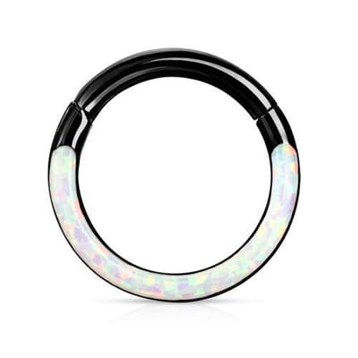 Piercing PVD high quality opal front 1.2x8 - zwart - LMPiercings