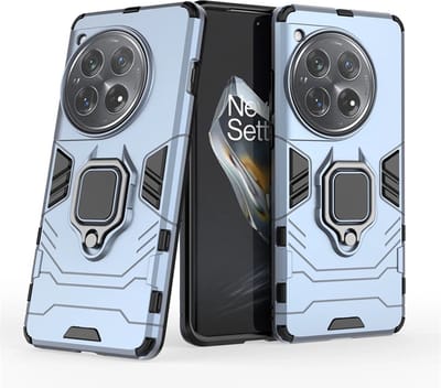 MobyDefend Hoesje - Geschikt voor OnePlus 12 - Dubbelgelaagde Pantsercase Met Standaard - Blauw