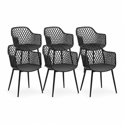 DS4U® - Niall tuinstoel - Set van 6 - Zwart - Kunststof - Kuipstoel