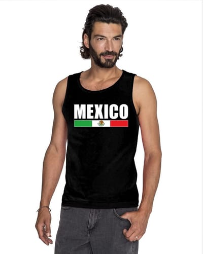 Zwart Mexico supporter mouwloos shirt heren - Mexico singlet shirt/ tanktop S