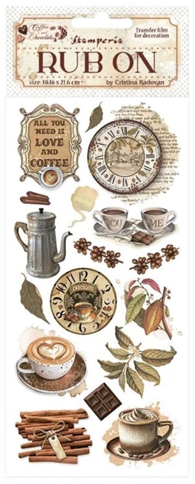 Stamperia - Coffee and Chocolate Rub-On 4x8,5 Inch All You Need Is Love And Coffee (DFLRB195)