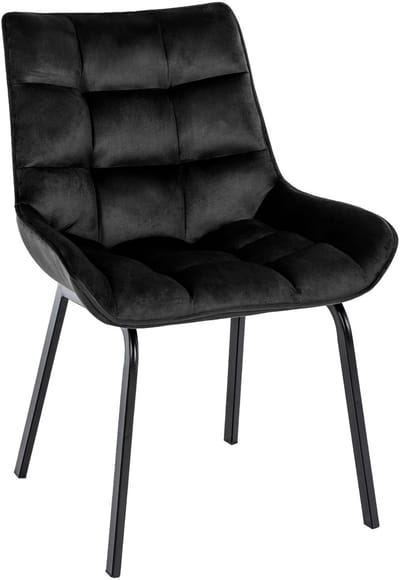 CLP Saranda Eetkamerstoel - klassiek - met zwart metalen frame - met rugleuning - Fluweel/zwart