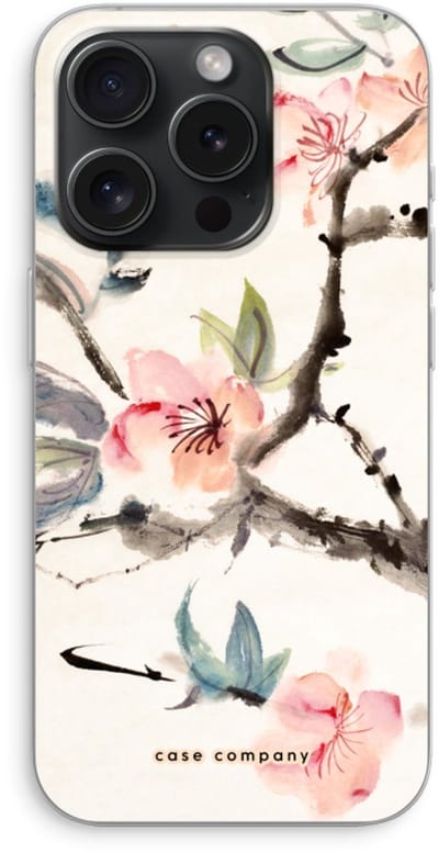 Case Company® - Hoesje geschikt voor iPhone 15 Pro hoesje - Japanse bloemen - Soft Cover Telefoonhoesje - Bescherming aan alle Kanten en Schermrand