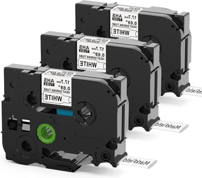 3x Compatibele Schrijfbanden voor HSe-241 HSe241 17.7mm Zwart op Wit voor Brother P Touch E300 E500 E550W E800W H500 D400 D450 D600 P700 P900 - Ideaal voor Labelen en Organiseren