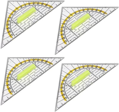 Geometrie set - Tekenset vier delig - Tekenen en meten - Transparant en nauwkeurig - 157 cm liniaal - Transparant