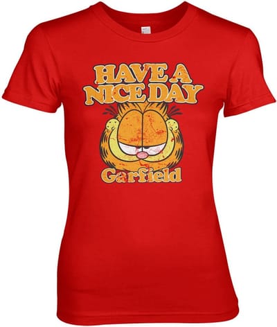 Garfield Have A Nice Day Girly T-shirt voor dames, rood