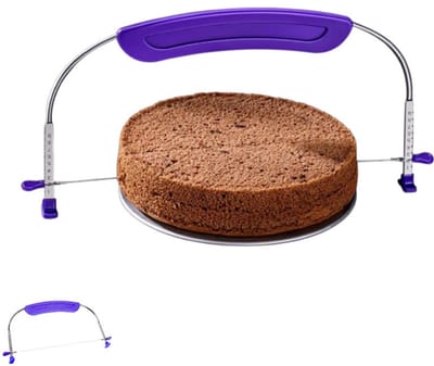 Verstelbare taartsnijder - Professionele taartsnijder - Paars - Voor het gladmaken van de bovenkant van meerlaagse taarten - Geschikt voor taarten van 23 cm - Toastverdeler